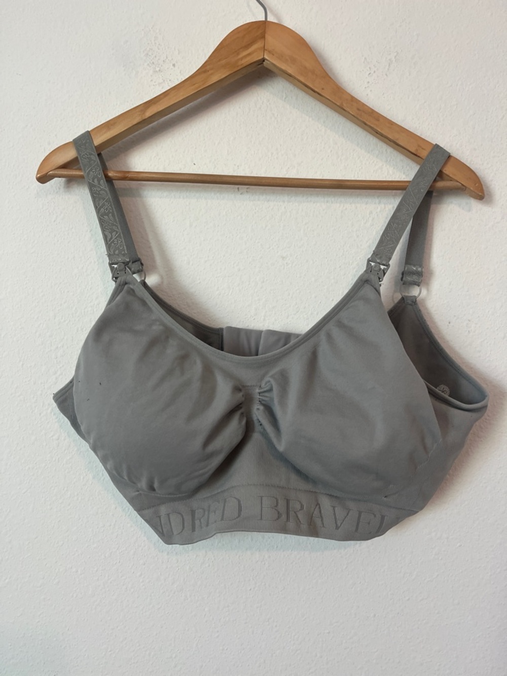 KINDRED BRAVELY Gray Padded Nursing Bra XL Busty